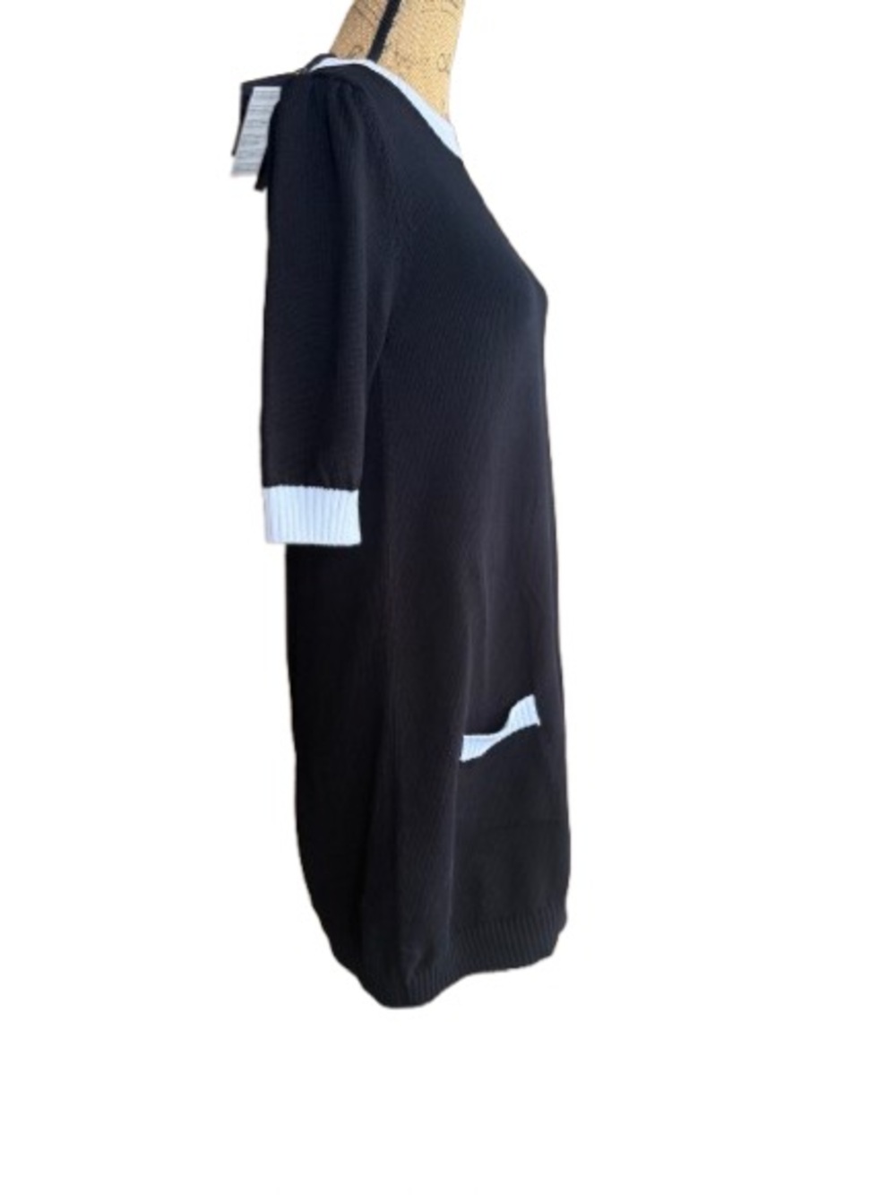 NWT Prada Milano Logo Cotton Knit Mini Dress IT44 Black Made in Italy Luxury - Picture 7 of 16